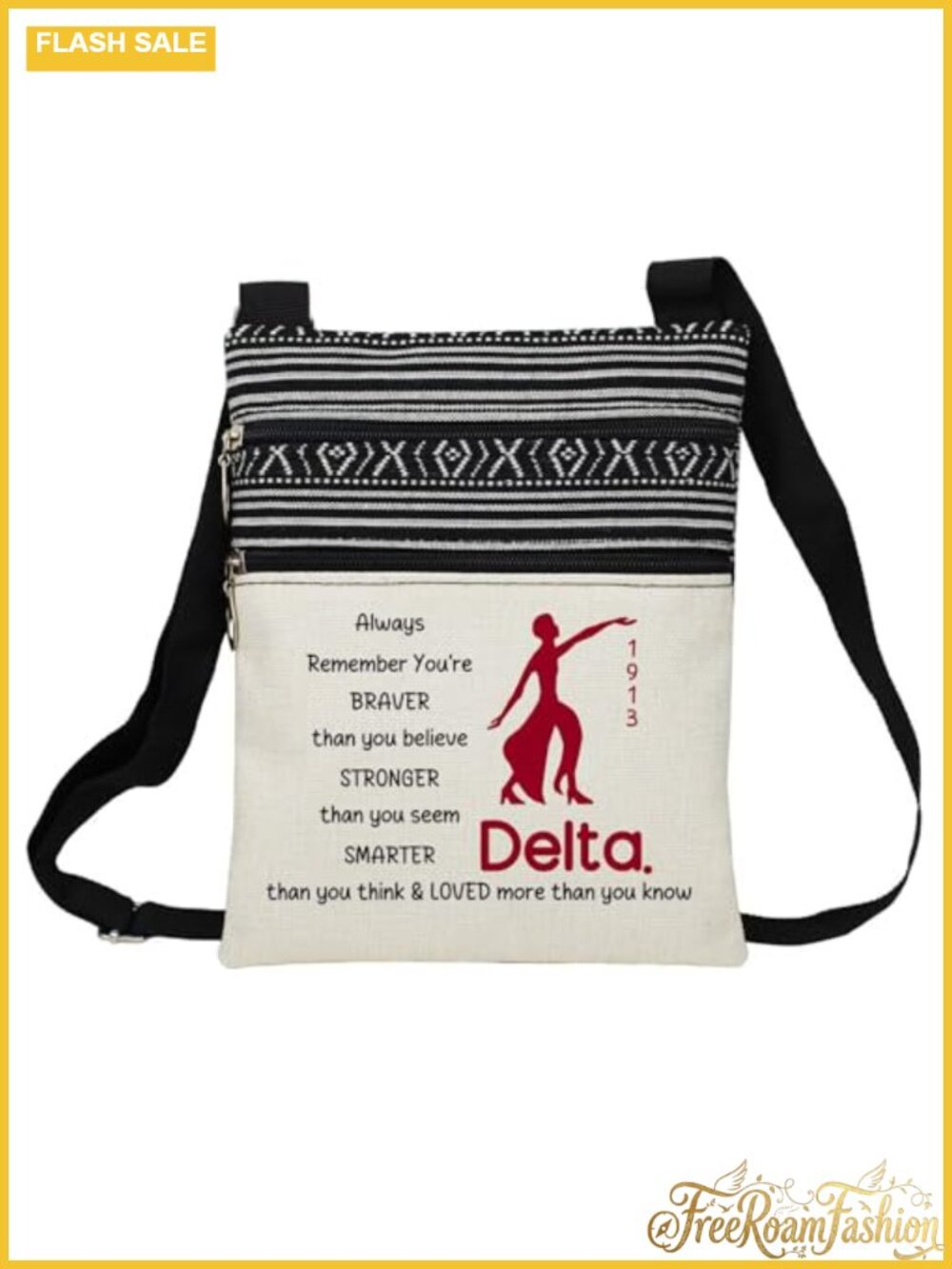 DST Sorority Printed Ethnic Crossbody Bag Adjustable Strap Sling